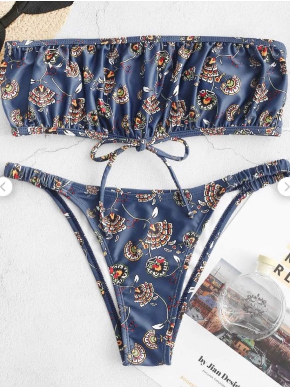 Zaful Women's Blue Bikini Strapless High Cut Two-Piece Size L / 8. New No Tags